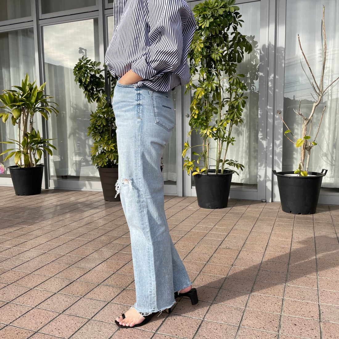 YANUK [ヤヌーク] ボーイズストレート LEA/レア [57121231] DMF &&モデル身長：163cm 着用サイズ：24&&