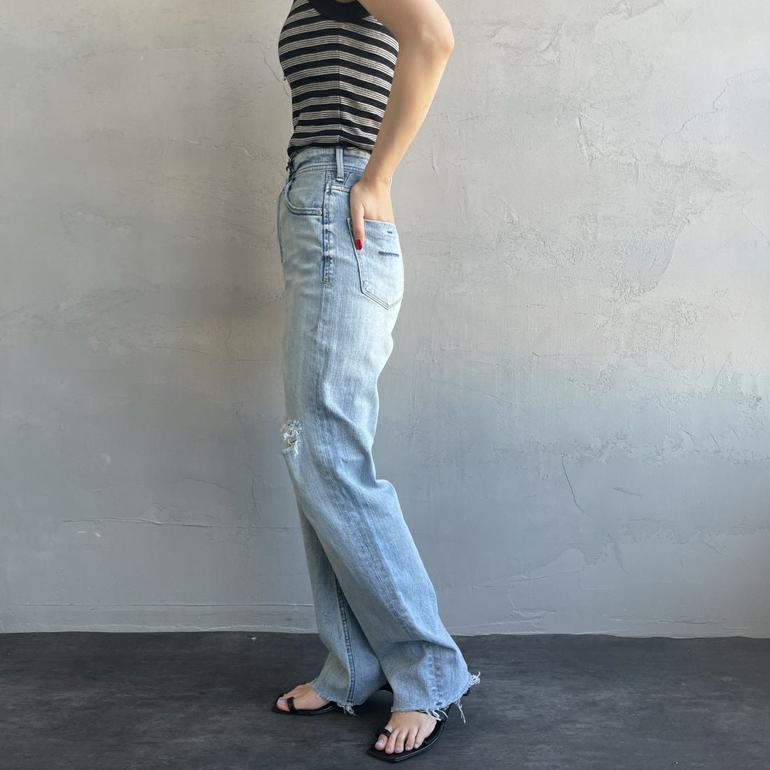 YANUK [ヤヌーク] ボーイズストレート LEA/レア [57121231] DMF &&モデル身長：156cm 着用サイズ：22&&