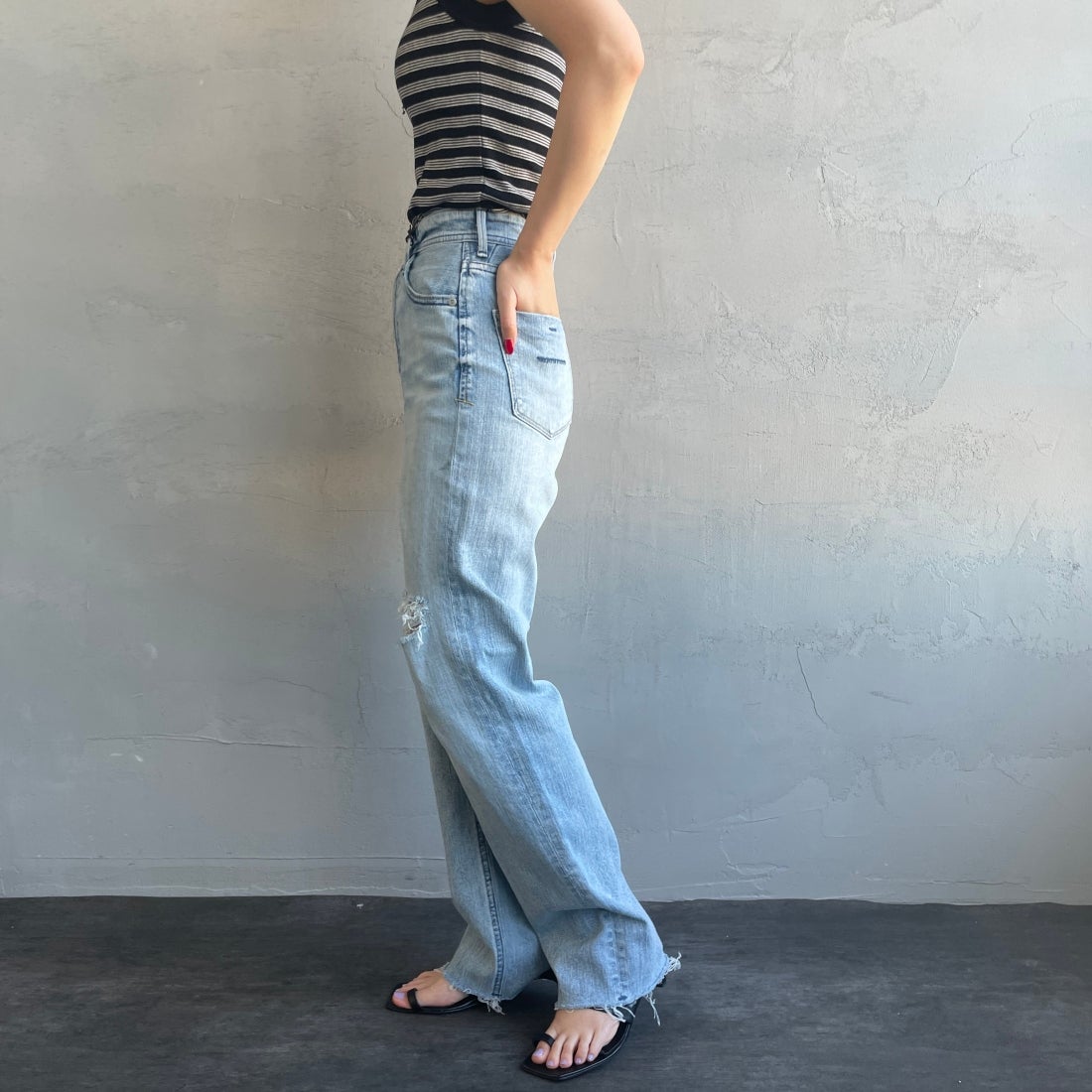 YANUK [ヤヌーク] ボーイズストレート LEA/レア [57121231] DMF &&モデル身長：156cm 着用サイズ：22&&