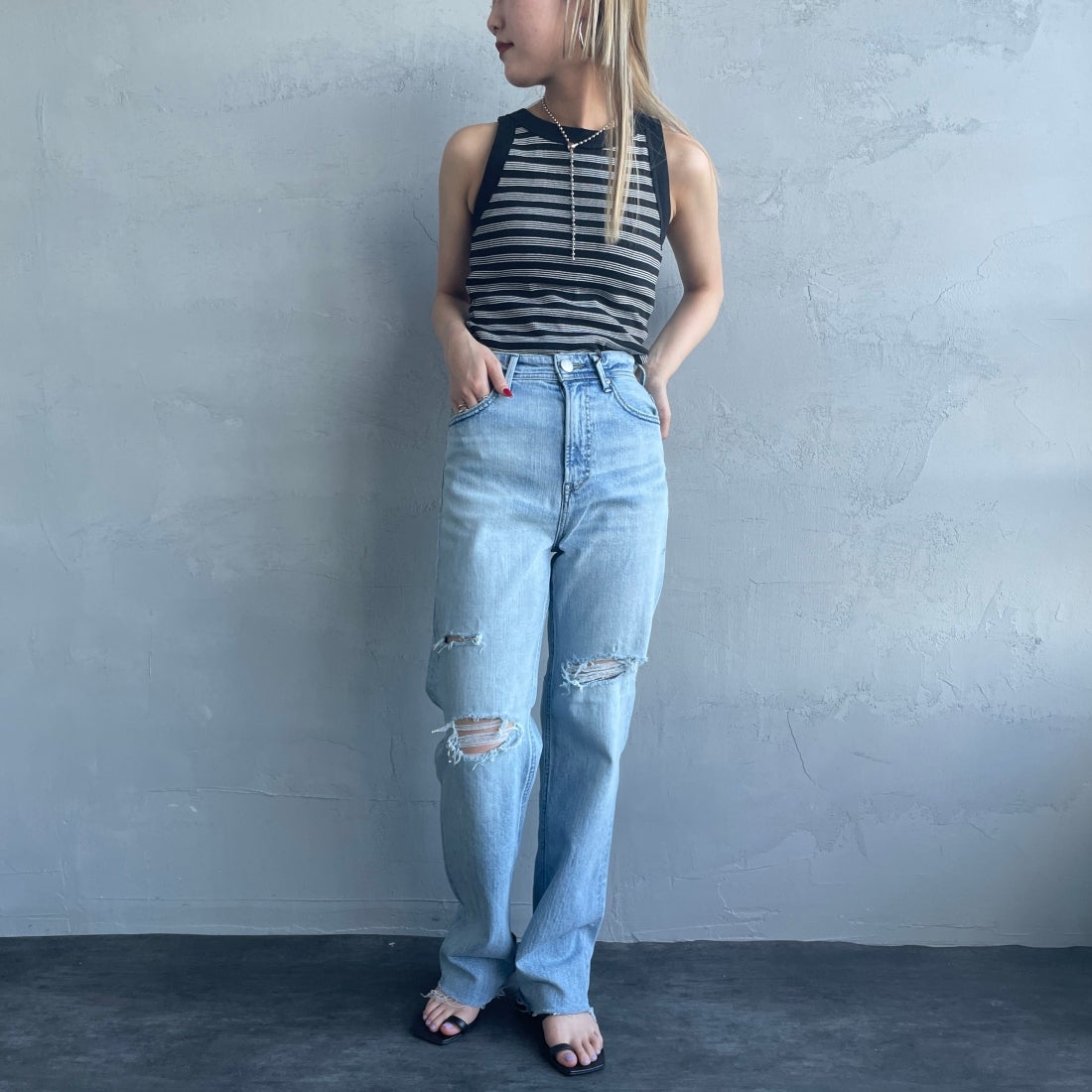 YANUK [ヤヌーク] ボーイズストレート LEA/レア [57121231] DMF &&モデル身長：156cm 着用サイズ：22&&