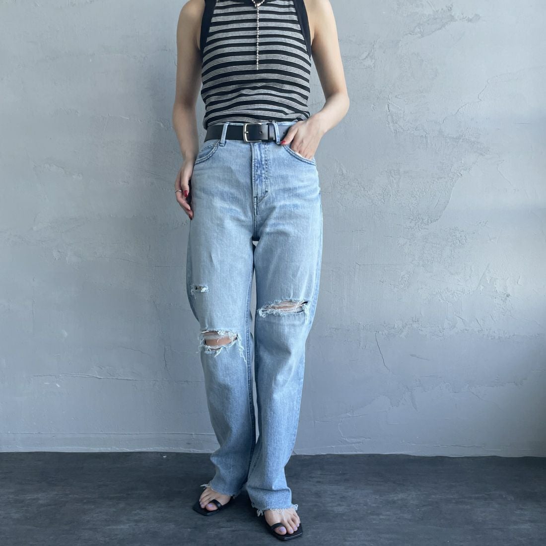 YANUK [ヤヌーク] ボーイズストレート LEA/レア [57121231] DMF &&モデル身長：156cm 着用サイズ：23&&