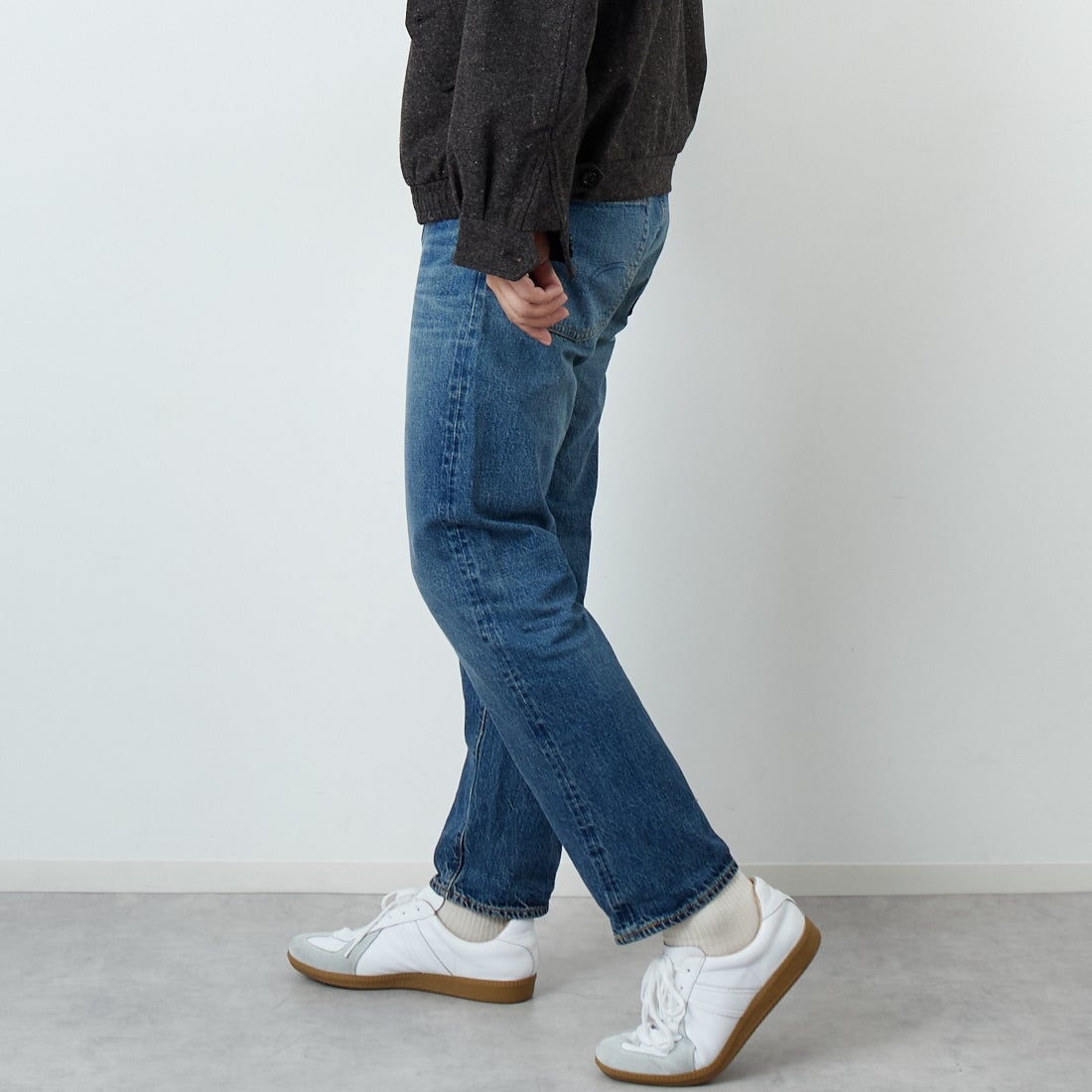 WAREHOUSE [ウエアハウス] 2ND-HAND デニムパンツ(USED WASH) [1105] UW (USED WASH 中)&&モデル身長：179cm 着用サイズ：32&&