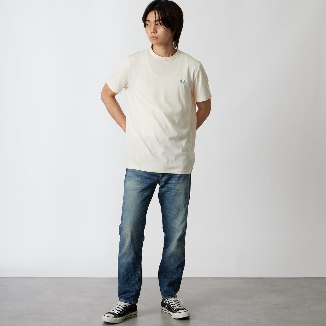WAREHOUSE [ウエアハウス] 2ND-HAND デニムパンツ(USED WASH) [1105] UW (USED WASH 中) &&モデル身長：177cm 着用サイズ：32&&