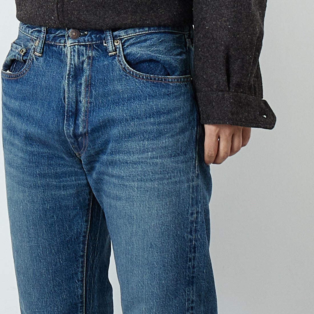 WAREHOUSE [ウエアハウス] 2ND-HAND デニムパンツ(USED WASH) [1105] UW (USED WASH 中)&&モデル身長：179cm 着用サイズ：32&&