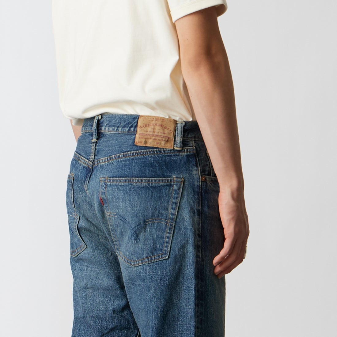 WAREHOUSE [ウエアハウス] 2ND-HAND デニムパンツ(USED WASH) [1105] UW (USED WASH 中) &&モデル身長：177cm 着用サイズ：32&&