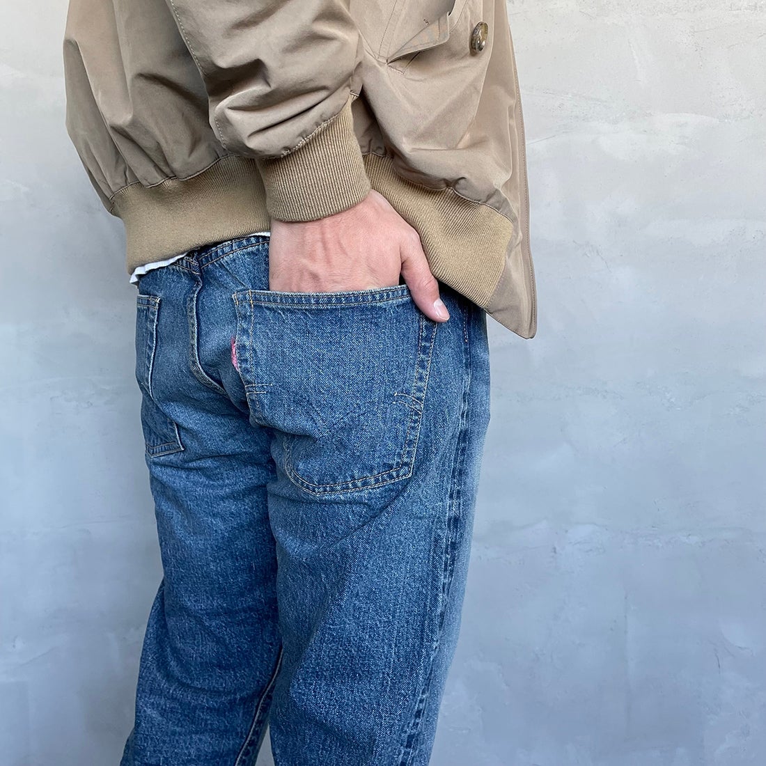 WAREHOUSE [ウエアハウス] 2ND-HAND デニムパンツ(USED WASH) [1105] UW (USED WASH 中)&&モデル身長：173cm 着用サイズ：31&&