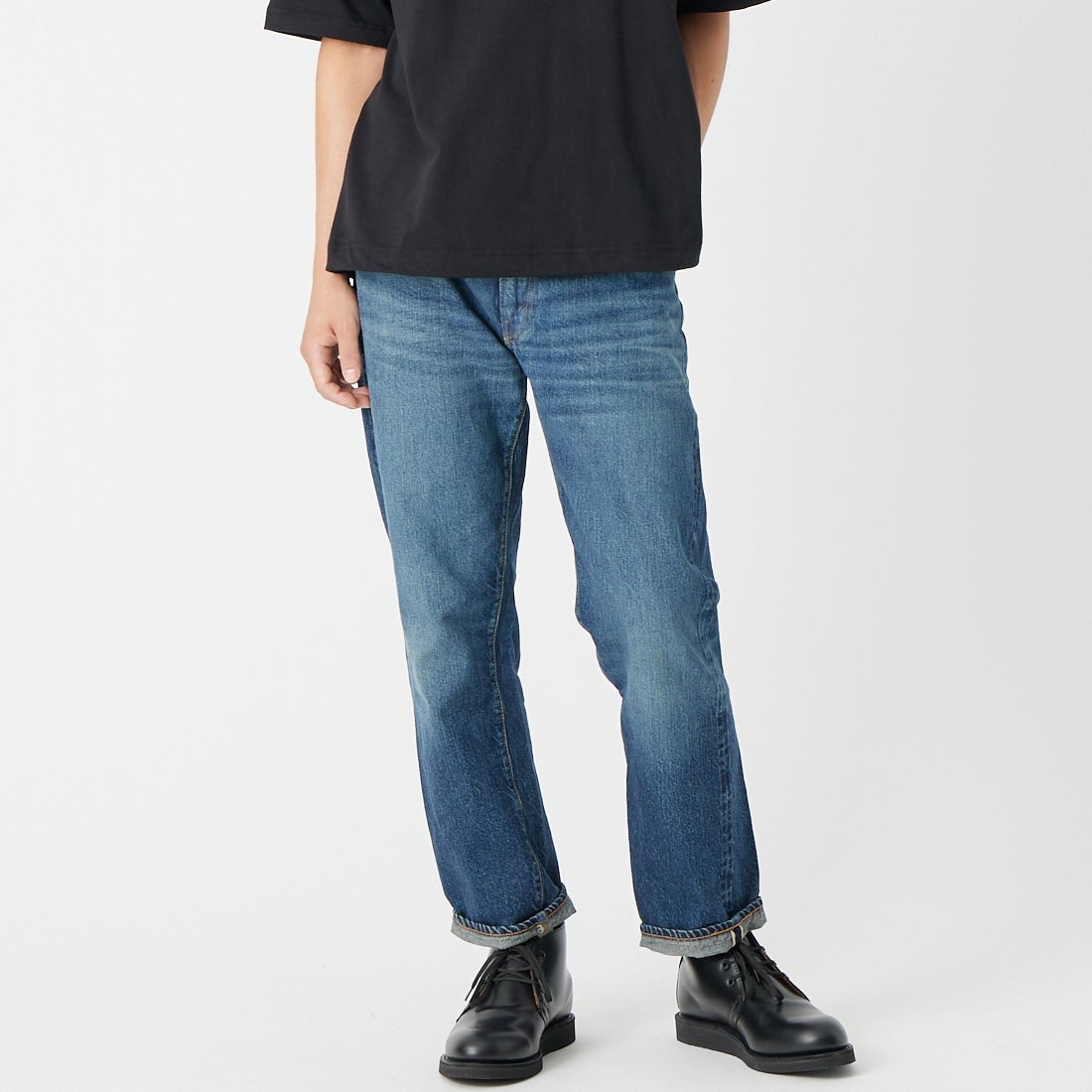WAREHOUSE [ウエアハウス] 2ND-HAND デニムパンツ(USED WASH) [1105] D U/W (USED WASH 濃)&&モデル身長：175cm 着用サイズ：32&&