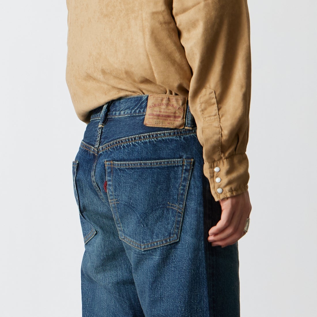 WAREHOUSE [ウエアハウス] 2ND-HAND デニムパンツ(USED WASH) [1105] D U/W (USED WASH 濃) &&モデル身長：177cm 着用サイズ：32&&