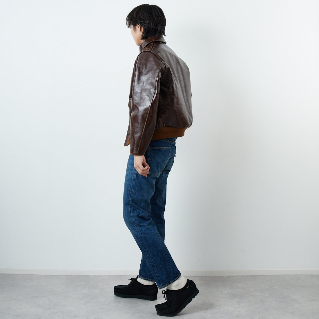 WAREHOUSE [ウエアハウス] 2ND-HAND デニムパンツ(USED WASH) [1105] D U/W (USED WASH 濃)&&モデル身長：179cm 着用サイズ：32&&