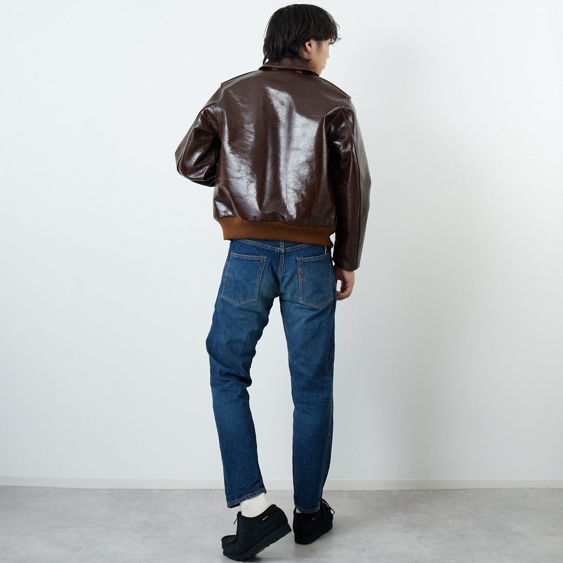 WAREHOUSE [ウエアハウス] 2ND-HAND デニムパンツ(USED WASH) [1105] D U/W (USED WASH 濃)&&モデル身長：179cm 着用サイズ：32&&