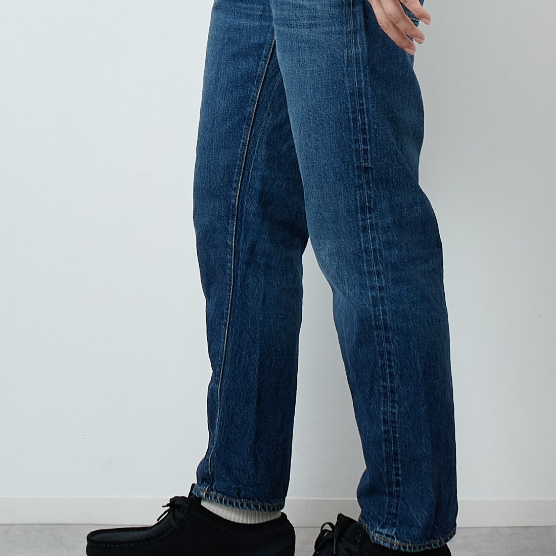 WAREHOUSE [ウエアハウス] 2ND-HAND デニムパンツ(USED WASH) [1105] D U/W (USED WASH 濃)&&モデル身長：179cm 着用サイズ：32&&