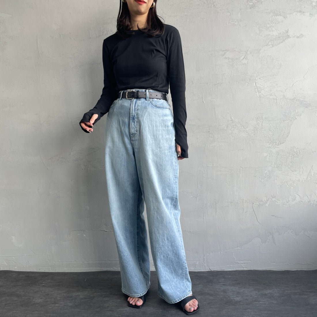 YANUK [ヤヌーク] ルーズストレート JOAN/ジョーン [57131301] FVS &&モデル身長：163cm 着用サイズ：26&&