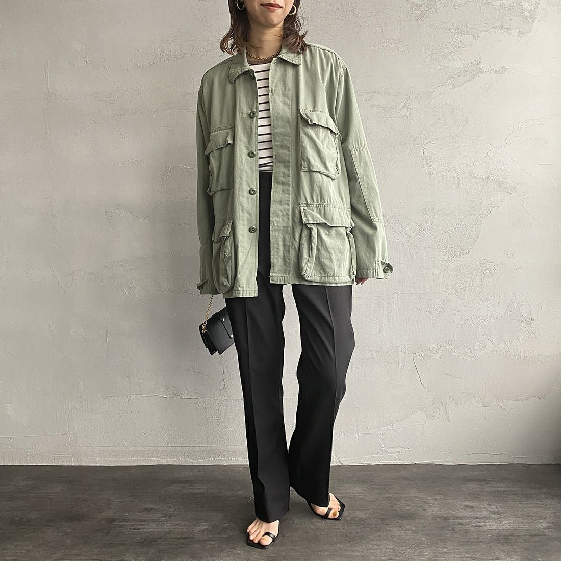 ROTHCO [ロスコ] BDU シャツジャケット [BDSH-OZONE] OLIVE &&モデル身長：163cm 着用サイズ：S&&