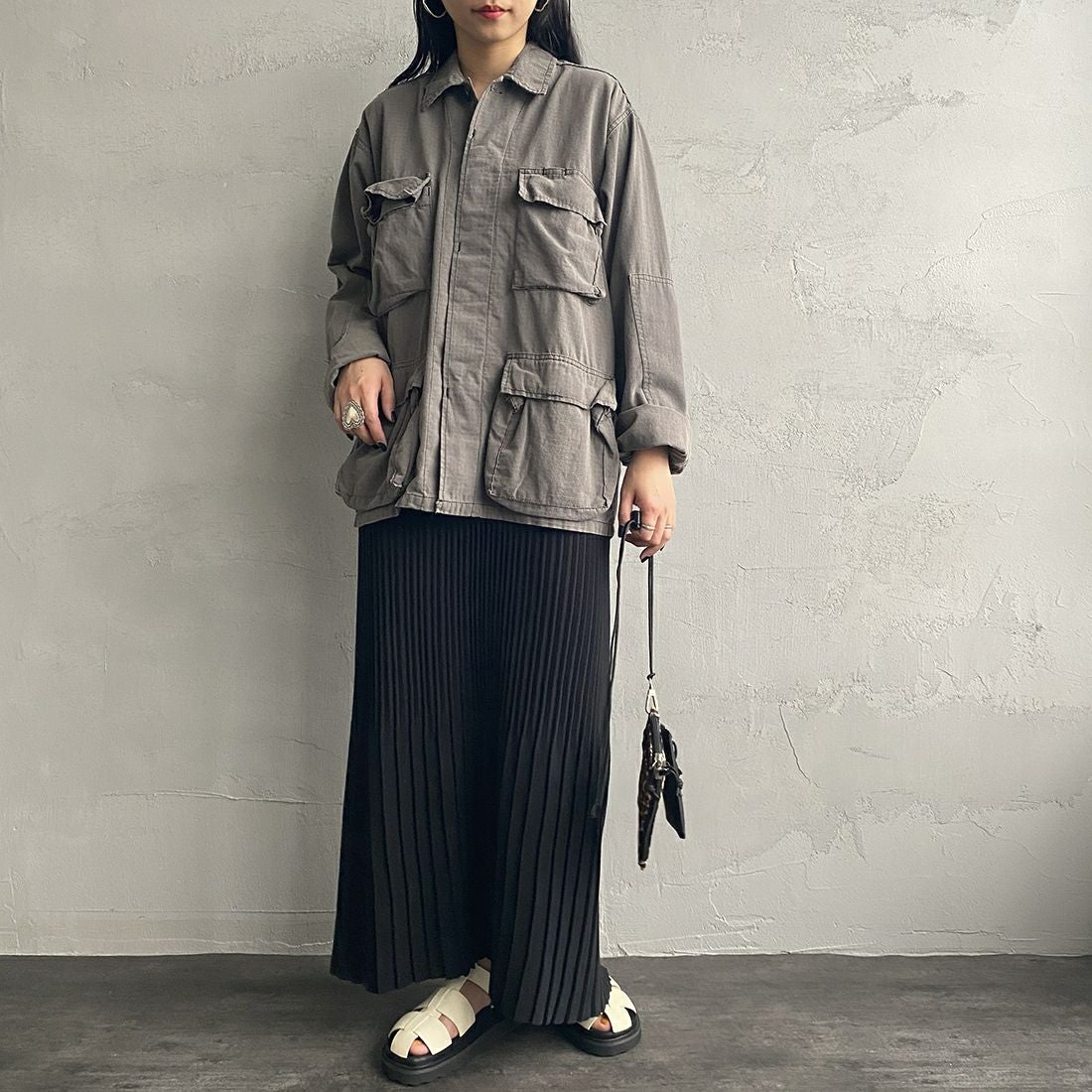 ROTHCO [ロスコ] BDU シャツジャケット [BDSH-OZONE] BLACK &&モデル身長：156cm 着用サイズ：S&&