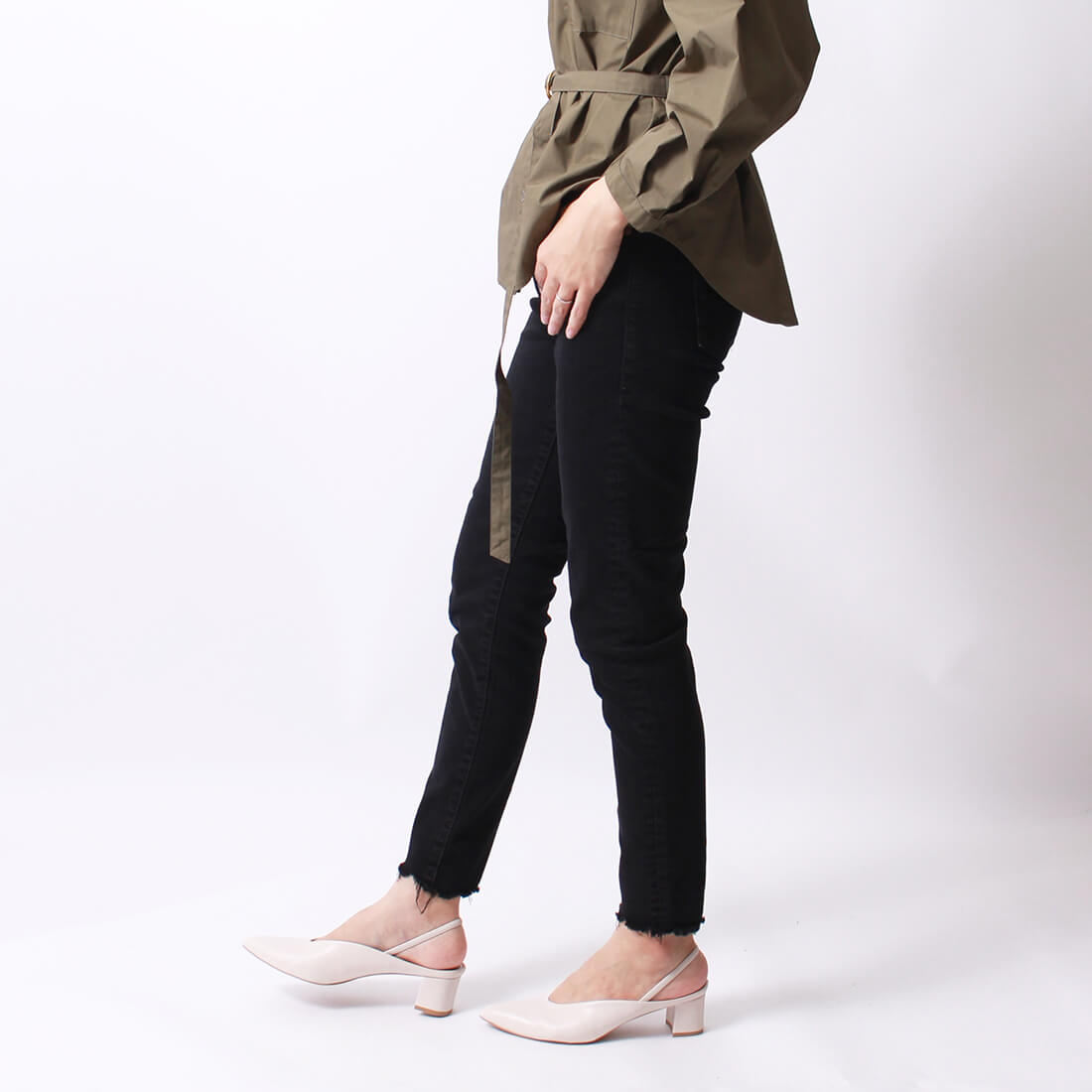 BIG JOHN [ビッグジョン] ヌードレッグ [MML106K] BK12 &&モデル身長：160cm 着用サイズ：S&&