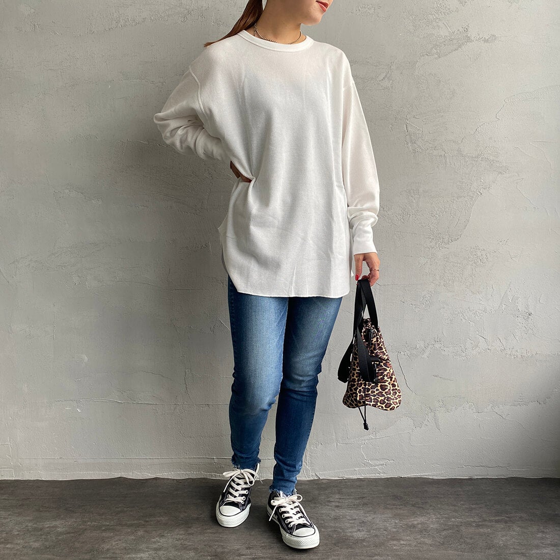 BIG JOHN [ビッグジョン] ヌードレッグ [MML106K] 413F&&モデル身長：156cm 着用サイズ：XS&&