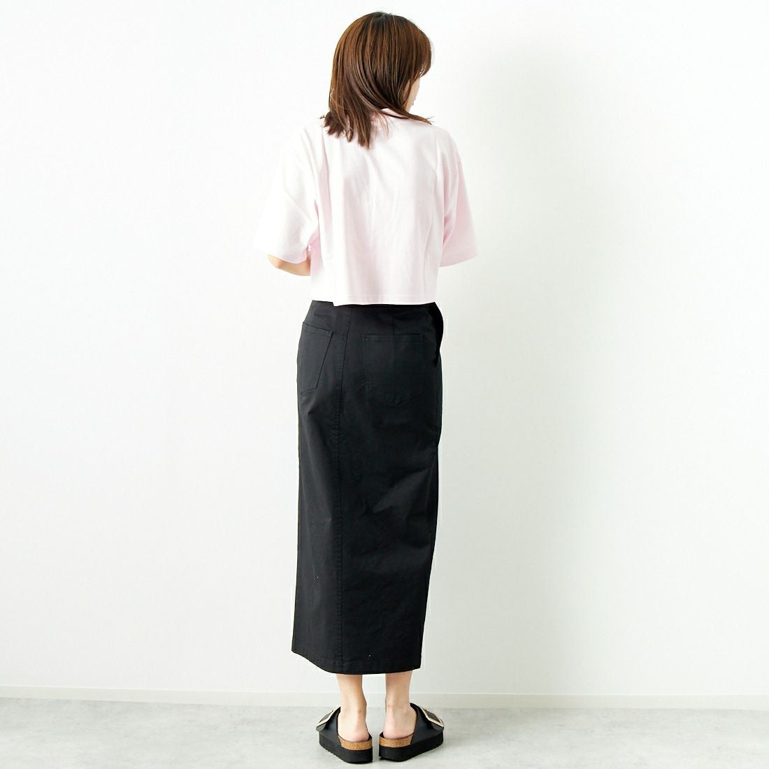 Jeans Factory Clothes [ジーンズファクトリークローズ] コットンストレッチタイトベイカースカート [ISJF-01] BLACK &&モデル身長：167cm 着用サイズ：38&&
