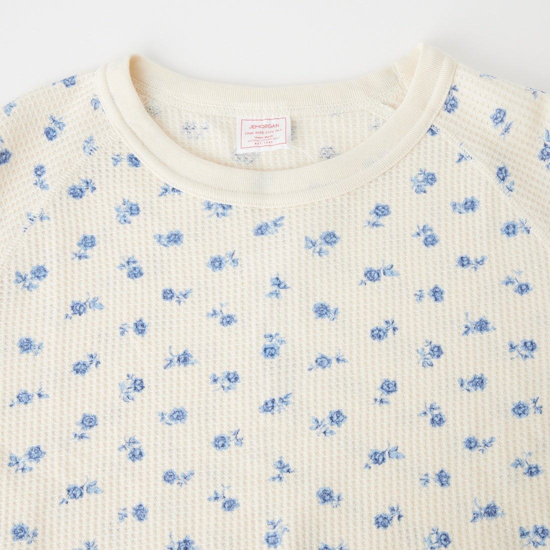 JE MORGAN [ジェイイーモーガン] ワッフル青花柄ロングスリーブTシャツ [JC091-59S] 04 NATURAL