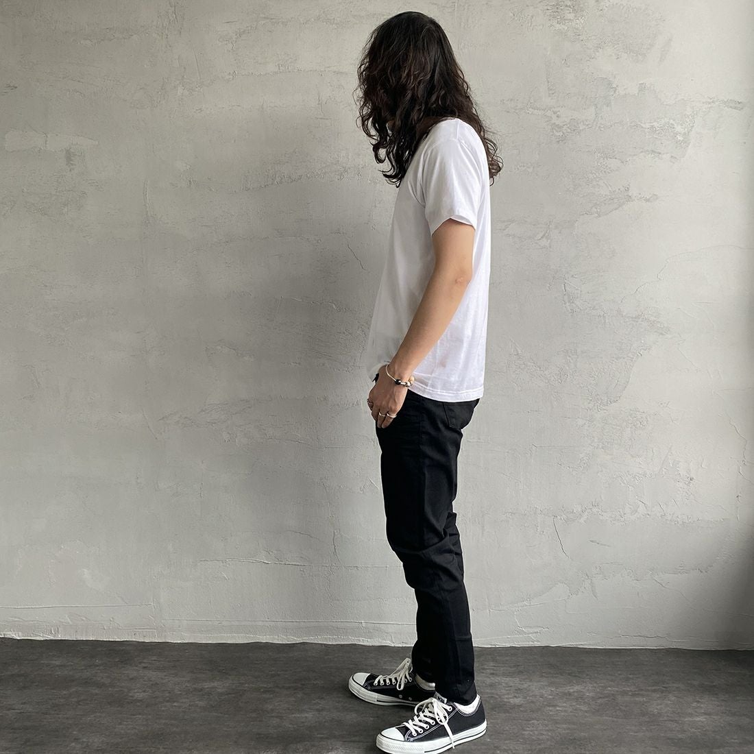 Hanes [ヘインズ] ジャパンフィット 2枚組 クルーネックTシャツ [H5320] 998 ｱｿｰﾄ &&モデル身長：173cm 着用サイズ：M&&