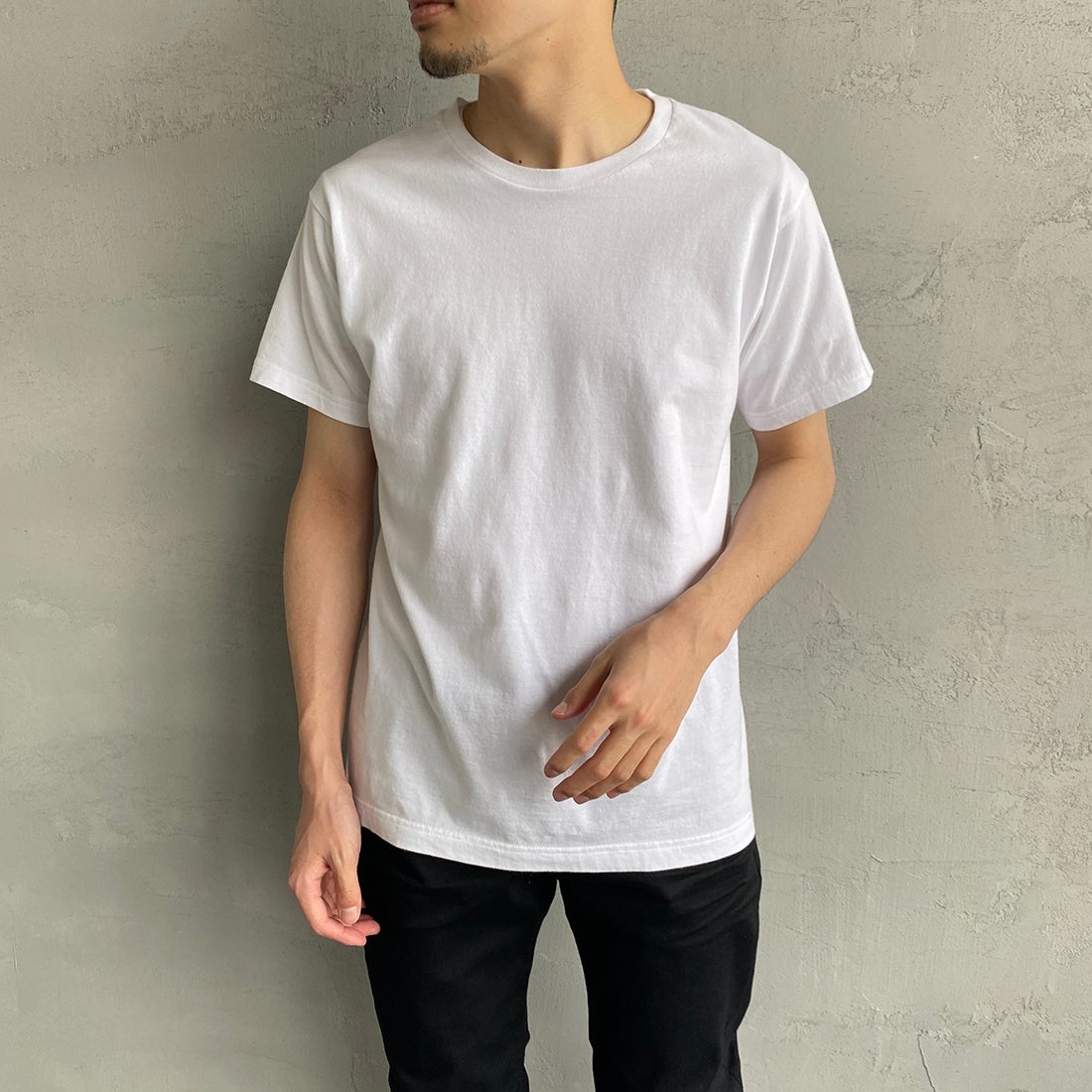 Hanes [ヘインズ] ジャパンフィット 2枚組 クルーネックTシャツ [H5320] 998 ｱｿｰﾄ &&モデル身長：168cm 着用サイズ：M&&