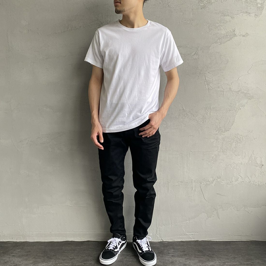 Hanes [ヘインズ] ジャパンフィット 2枚組 クルーネックTシャツ [H5320] 998 ｱｿｰﾄ &&モデル身長：168cm 着用サイズ：M&&