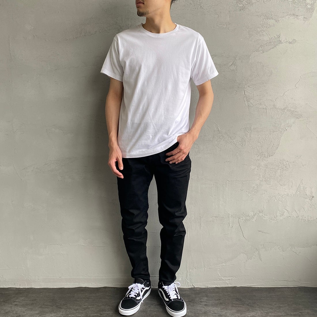 Hanes [ヘインズ] ジャパンフィット 2枚組 クルーネックTシャツ [H5320] 998 ｱｿｰﾄ &&モデル身長：168cm 着用サイズ：M&&