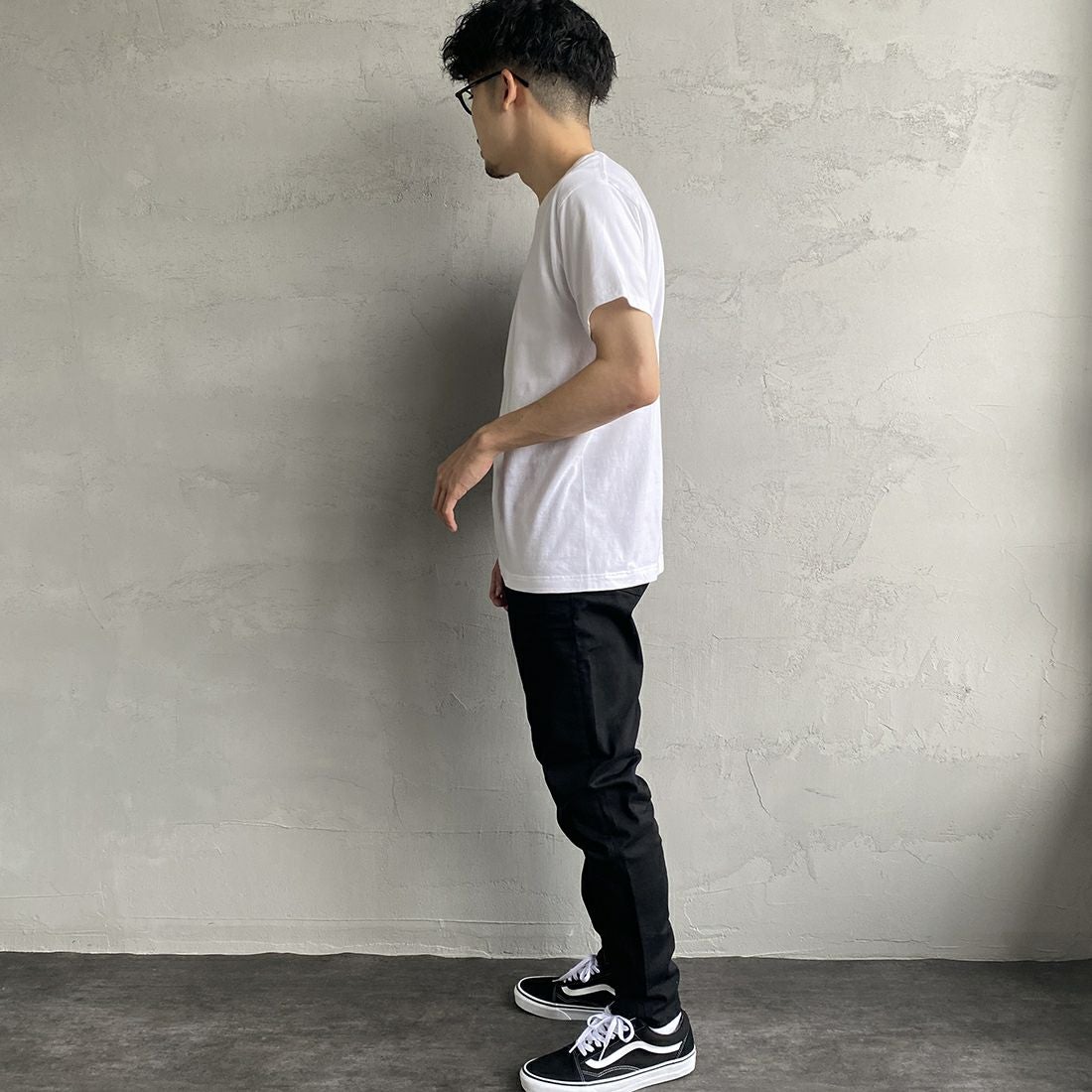 Hanes [ヘインズ] ジャパンフィット 2枚組 クルーネックTシャツ [H5320] 998 ｱｿｰﾄ &&モデル身長：168cm 着用サイズ：M&&