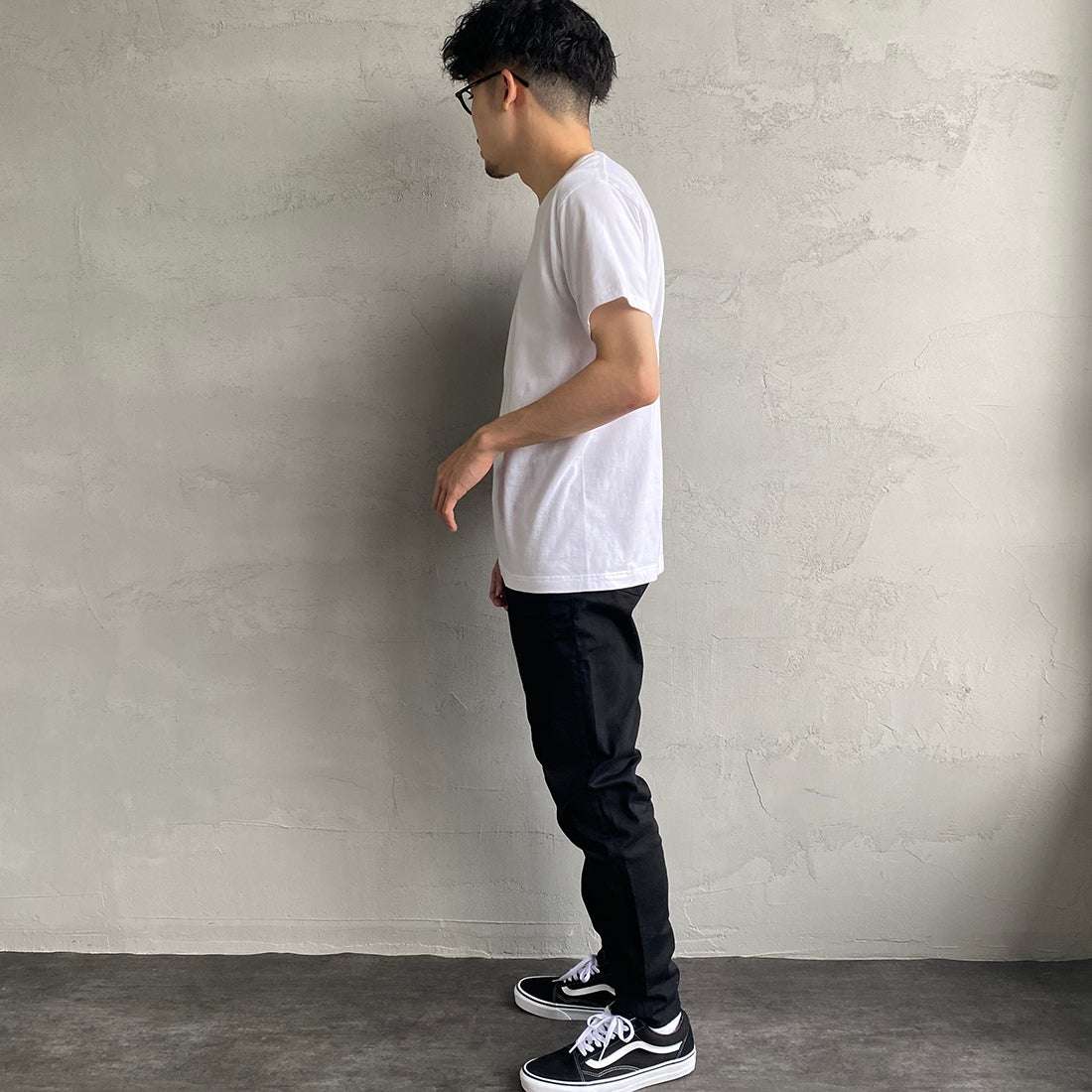 Hanes [ヘインズ] ジャパンフィット 2枚組 クルーネックTシャツ [H5320] 998 ｱｿｰﾄ &&モデル身長：168cm 着用サイズ：M&&