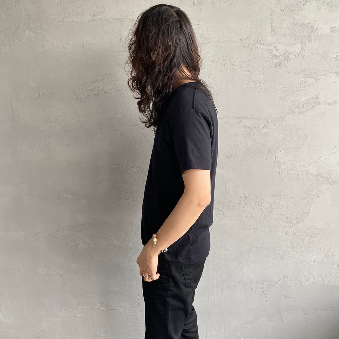 Hanes [ヘインズ] ジャパンフィット 2枚組 クルーネックTシャツ [H5320] 998 ｱｿｰﾄ &&モデル身長：173cm 着用サイズ：M&&