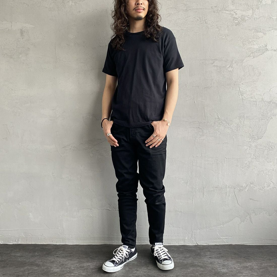 Hanes [ヘインズ] ジャパンフィット 2枚組 クルーネックTシャツ [H5320] 998 ｱｿｰﾄ &&モデル身長：173cm 着用サイズ：M&&