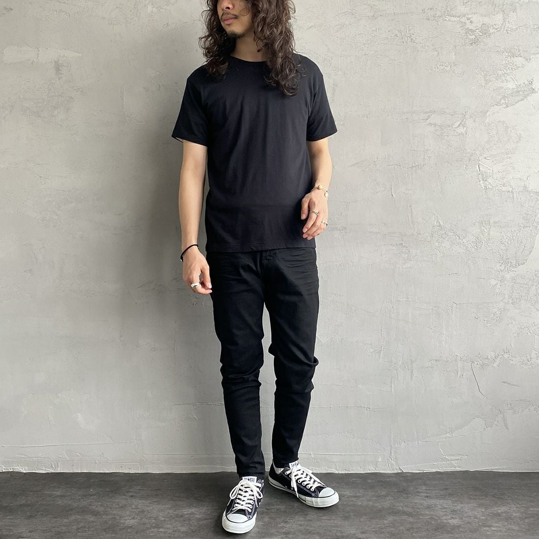 Hanes [ヘインズ] ジャパンフィット 2枚組 クルーネックTシャツ [H5320] 998 ｱｿｰﾄ &&モデル身長：173cm 着用サイズ：M&&