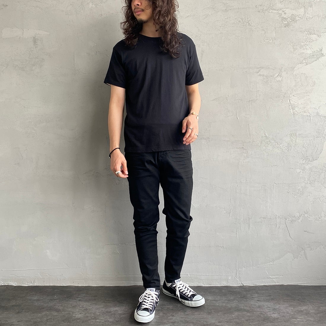 Hanes [ヘインズ] ジャパンフィット 2枚組 クルーネックTシャツ [H5320] 998 ｱｿｰﾄ &&モデル身長：173cm 着用サイズ：M&&