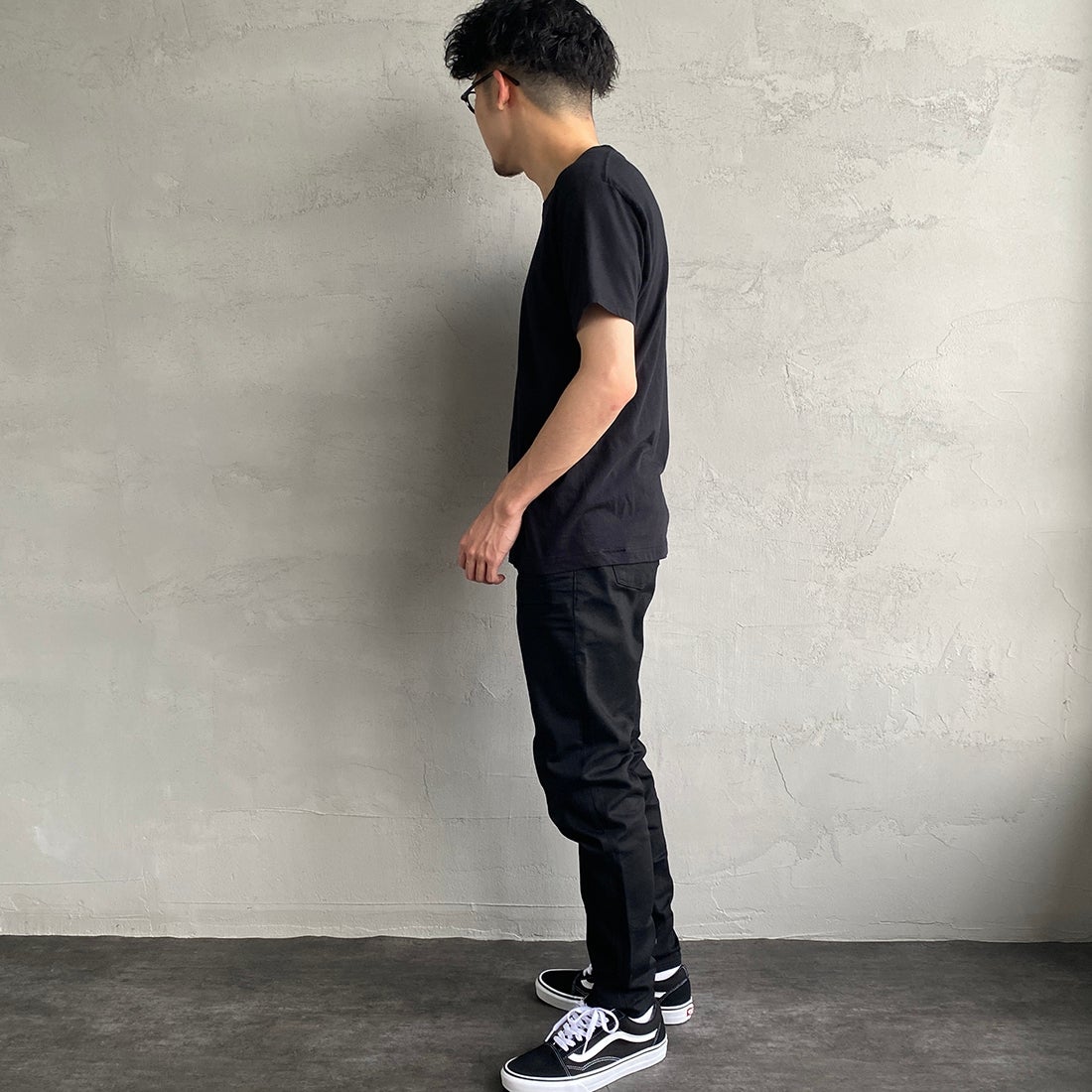 Hanes [ヘインズ] ジャパンフィット 2枚組 クルーネックTシャツ [H5320] 998 ｱｿｰﾄ &&モデル身長：168cm 着用サイズ：M&&