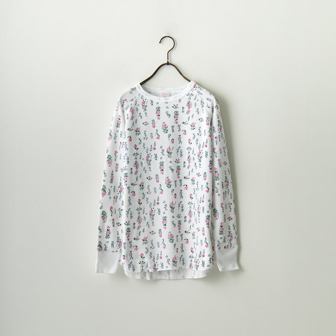 JE MORGAN [ジェイイーモーガン] ワッフル花柄 ラグラン長袖クルーTシャツ [JC090-59S] 01 WHITE