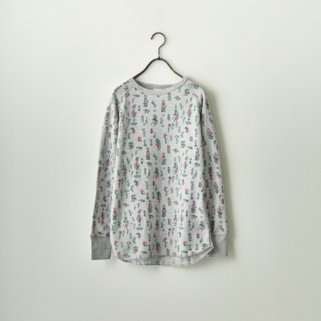 JE MORGAN [ジェイイーモーガン] ワッフル花柄 ラグラン長袖クルーTシャツ [JC090-59S] 14 GRAY
