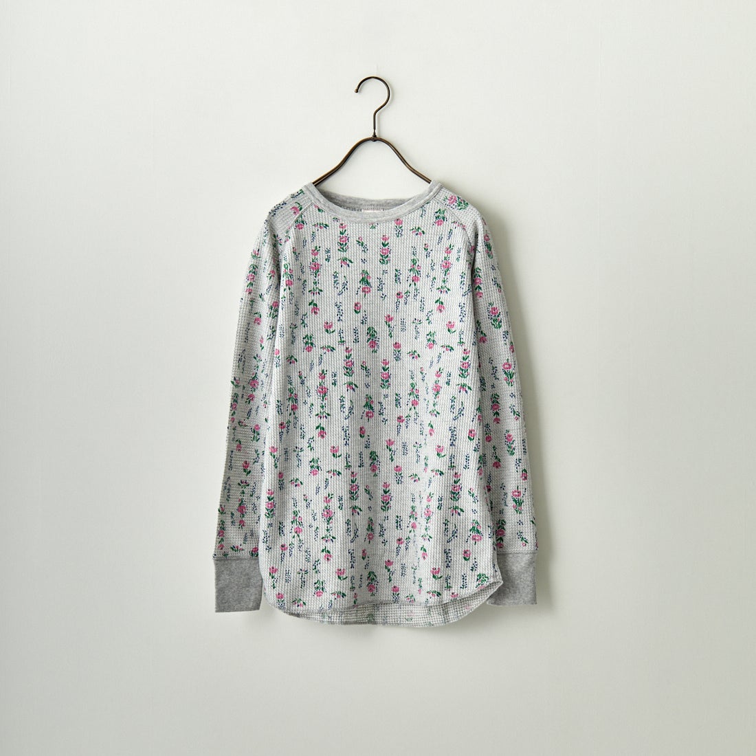 JE MORGAN [ジェイイーモーガン] ワッフル花柄 ラグラン長袖クルーTシャツ [JC090-59S] 14 GRAY