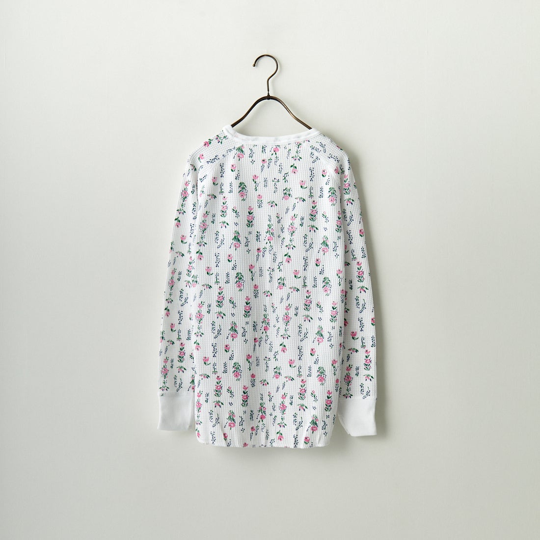 JE MORGAN [ジェイイーモーガン] ワッフル花柄 ラグラン長袖クルーTシャツ [JC090-59S] 01 WHITE