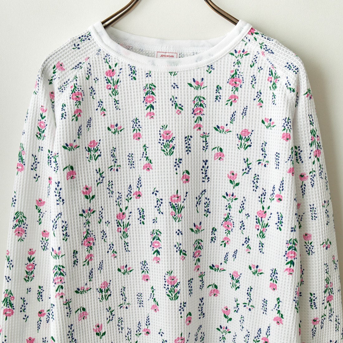 JE MORGAN [ジェイイーモーガン] ワッフル花柄 ラグラン長袖クルーTシャツ [JC090-59S] 01 WHITE