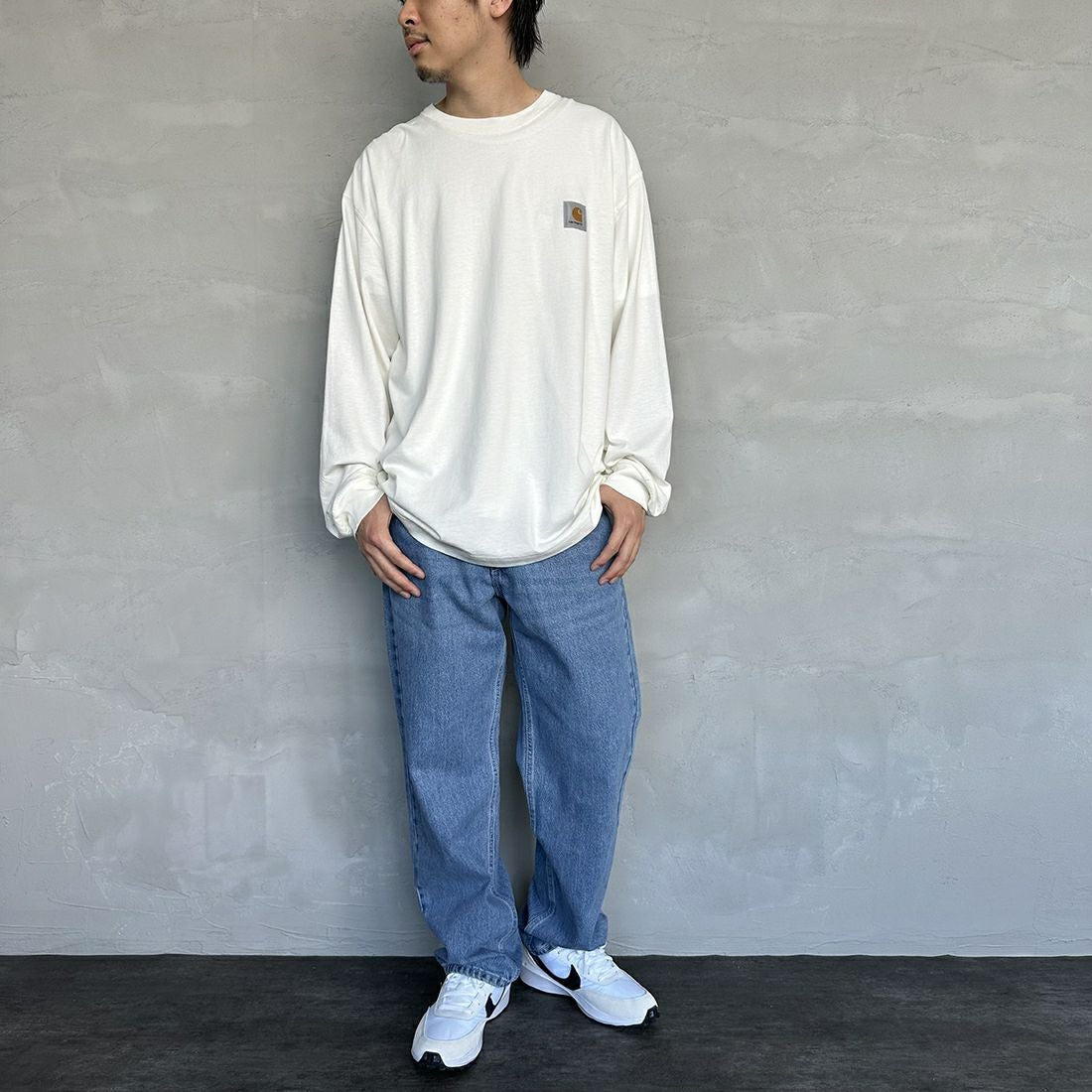 carhartt WIP [カーハートダブリューアイピー] ロングスリーブネルソンTシャツ [I029948] WAX &&モデル身長：173cm 着用サイズ：L&&