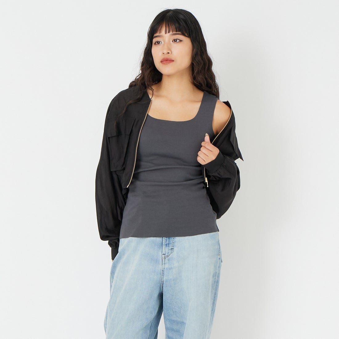 08 ﾁｬｺｰﾙ&&モデル身長：162cm 着用サイズ：F&&