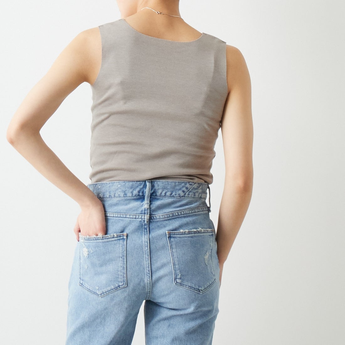 Jf Ready Made [ジェイエフレディメイド] TCフライスタンク [131826] 12 S.ﾍﾞｰｼﾞ &&モデル身長：160cm 着用サイズ：F&&