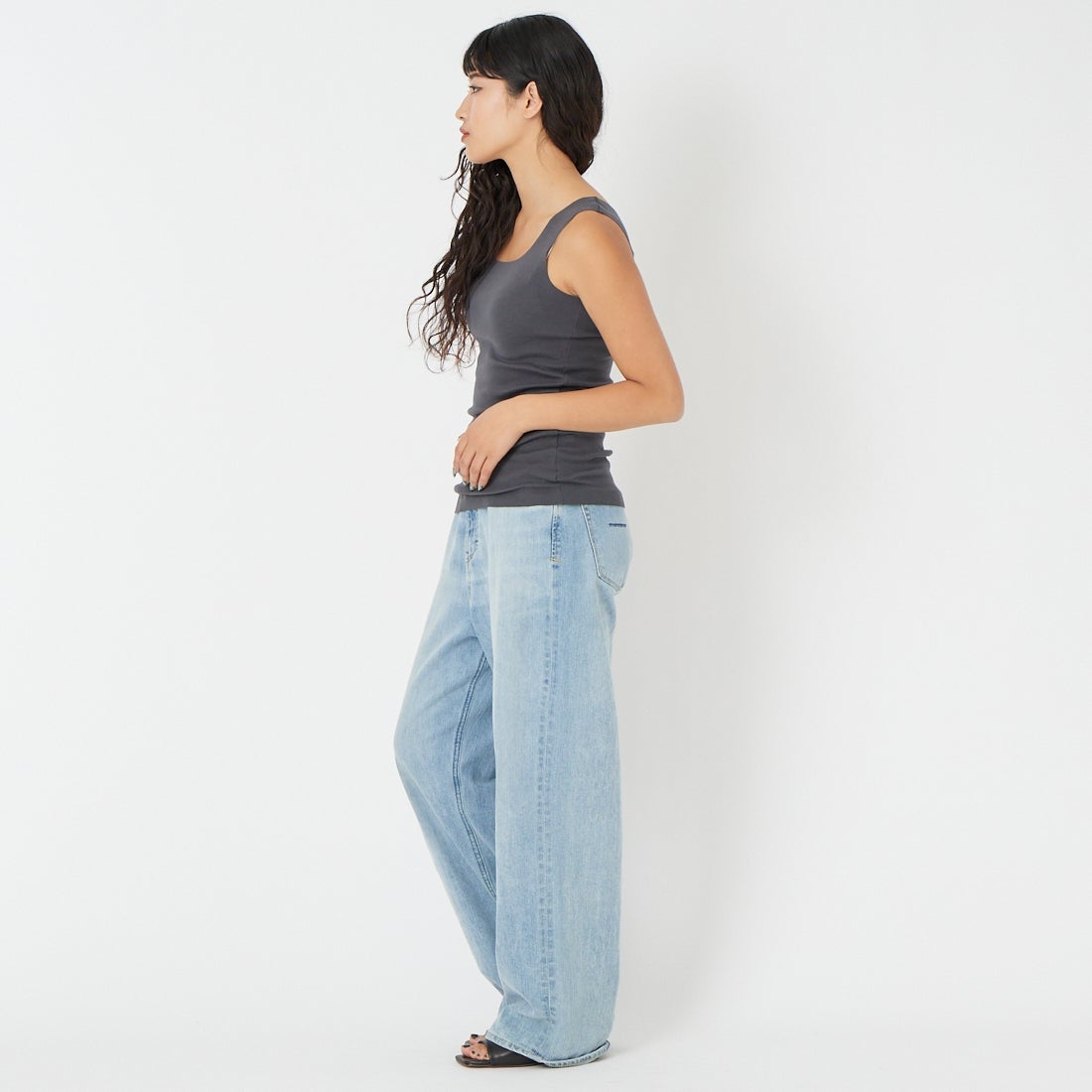 Jf Ready Made [ジェイエフレディメイド] TCフライスタンク [131826] 08 ﾁｬｺｰﾙ &&モデル身長：162cm 着用サイズ：F&&