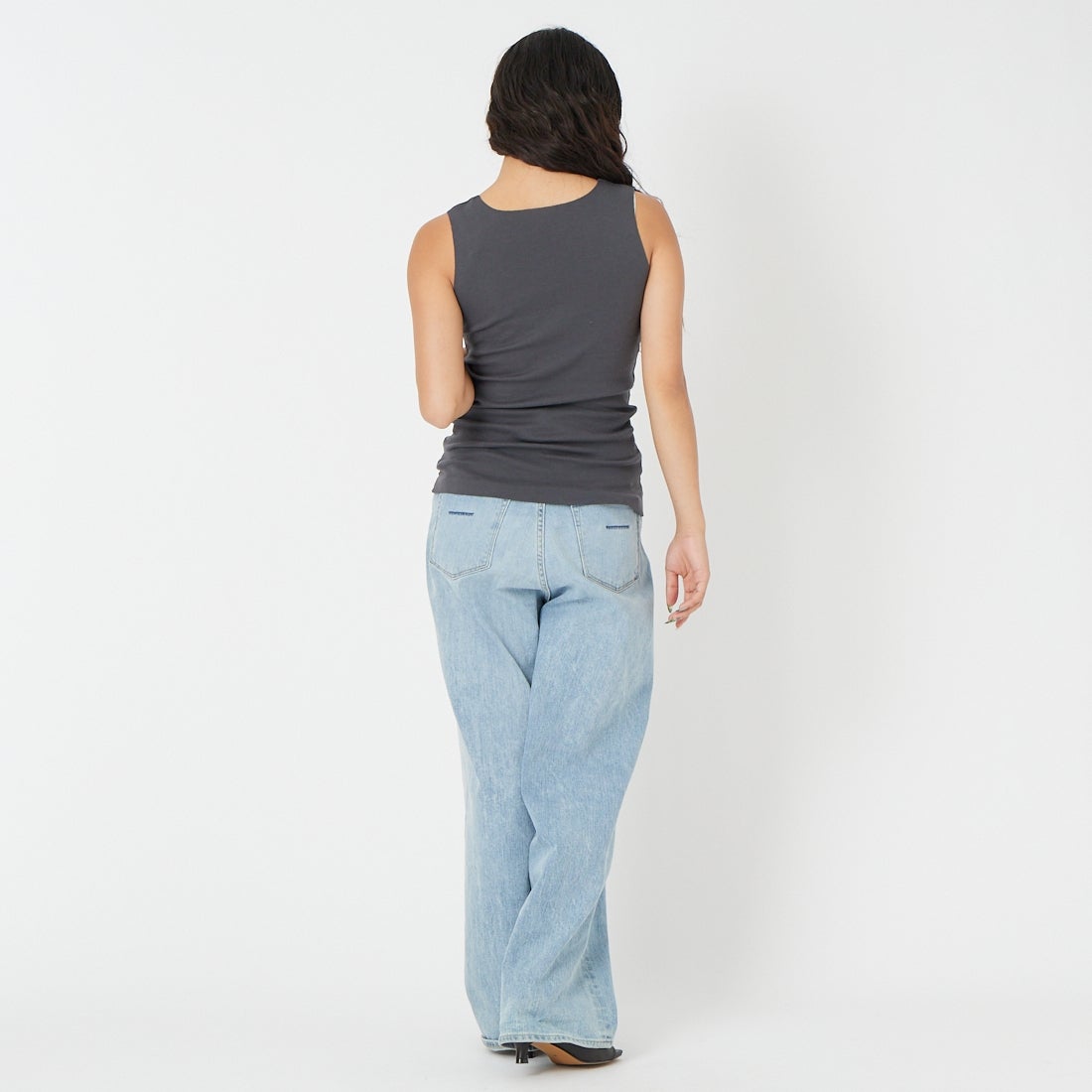 Jf Ready Made [ジェイエフレディメイド] TCフライスタンク [131826] 08 ﾁｬｺｰﾙ &&モデル身長：162cm 着用サイズ：F&&