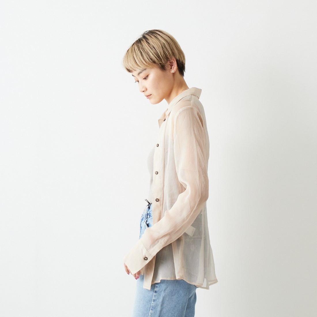 Jf Ready Made [ジェイエフレディメイド] TCフライスタンク [131826] 12 S.ﾍﾞｰｼﾞ &&モデル身長：160cm 着用サイズ：F&&