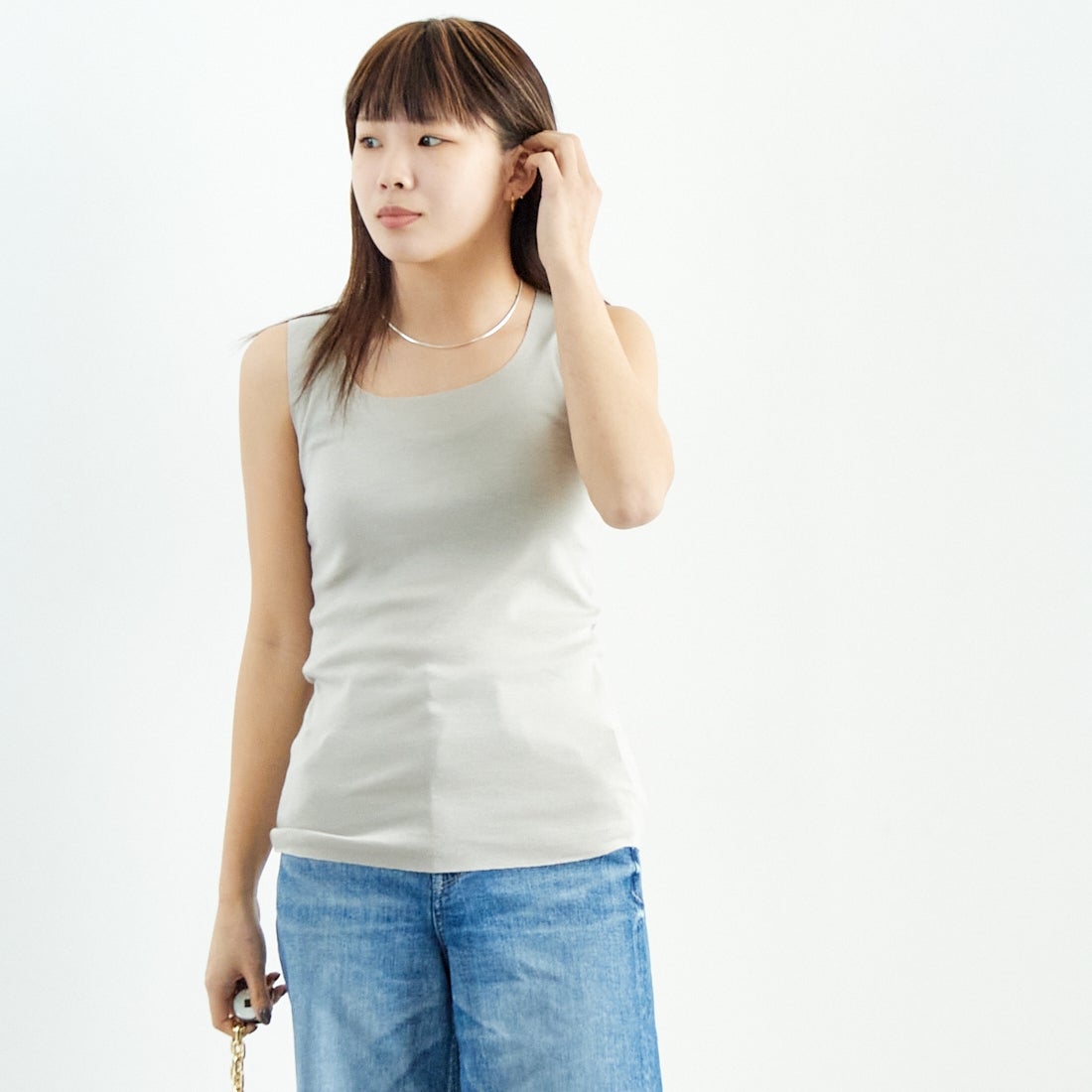 Jf Ready Made [ジェイエフレディメイド] TCフライスタンク [131826] 06 Lｸﾞﾚｰ &&モデル身長：167cm 着用サイズ：F&&