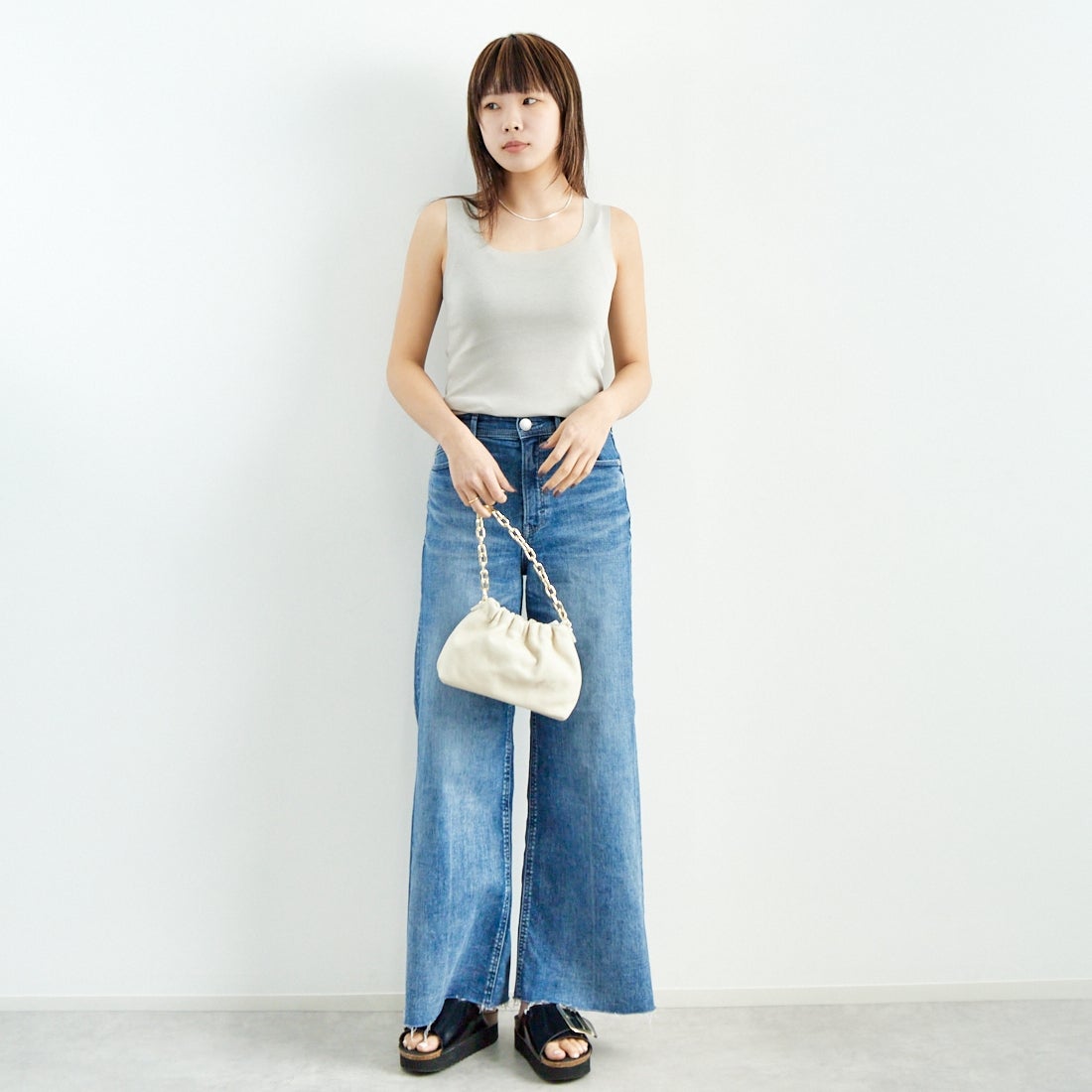 Jf Ready Made [ジェイエフレディメイド] TCフライスタンク [131826] 06 Lｸﾞﾚｰ &&モデル身長：167cm 着用サイズ：F&&