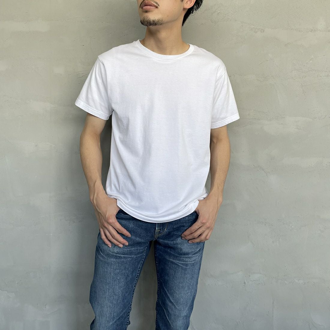 Hanes [ヘインズ] ジャパンフィット 2枚組 クルーネックTシャツ [H5310] 010 ﾎﾜｲﾄ &&モデル身長：168cm 着用サイズ：M&&