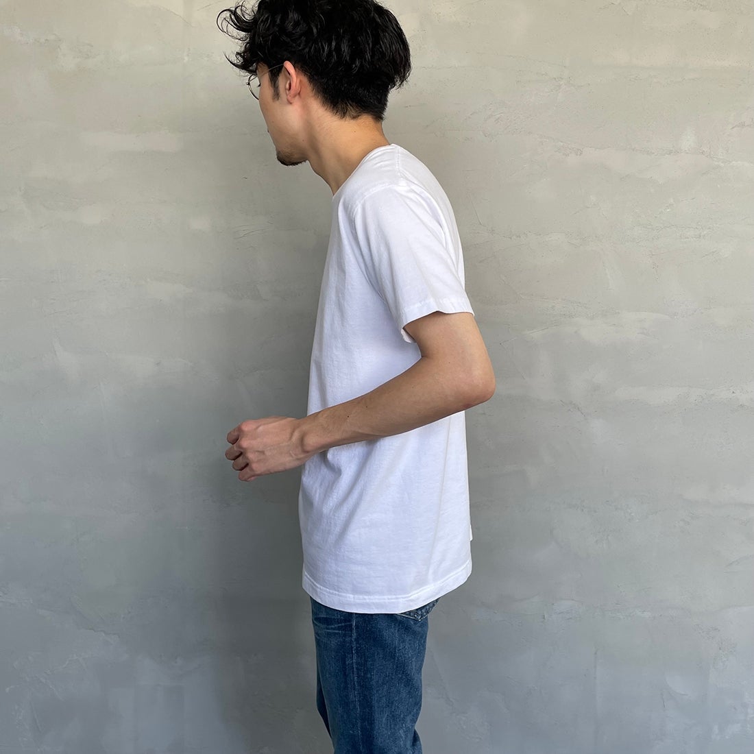 Hanes [ヘインズ] ジャパンフィット 2枚組 クルーネックTシャツ [H5310] 010 ﾎﾜｲﾄ &&モデル身長：168cm 着用サイズ：M&&