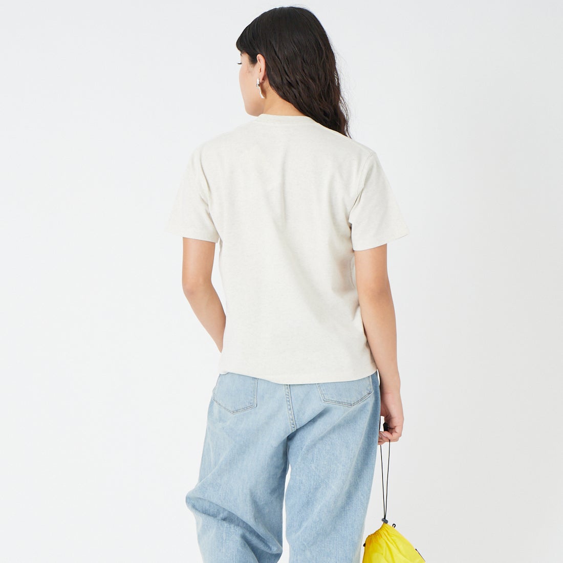 DANTON [ダントン] ソリッド ポケットTシャツ [DT-C0197TCB] H.IVORY &&モデル身長：162cm 着用サイズ：XS&&