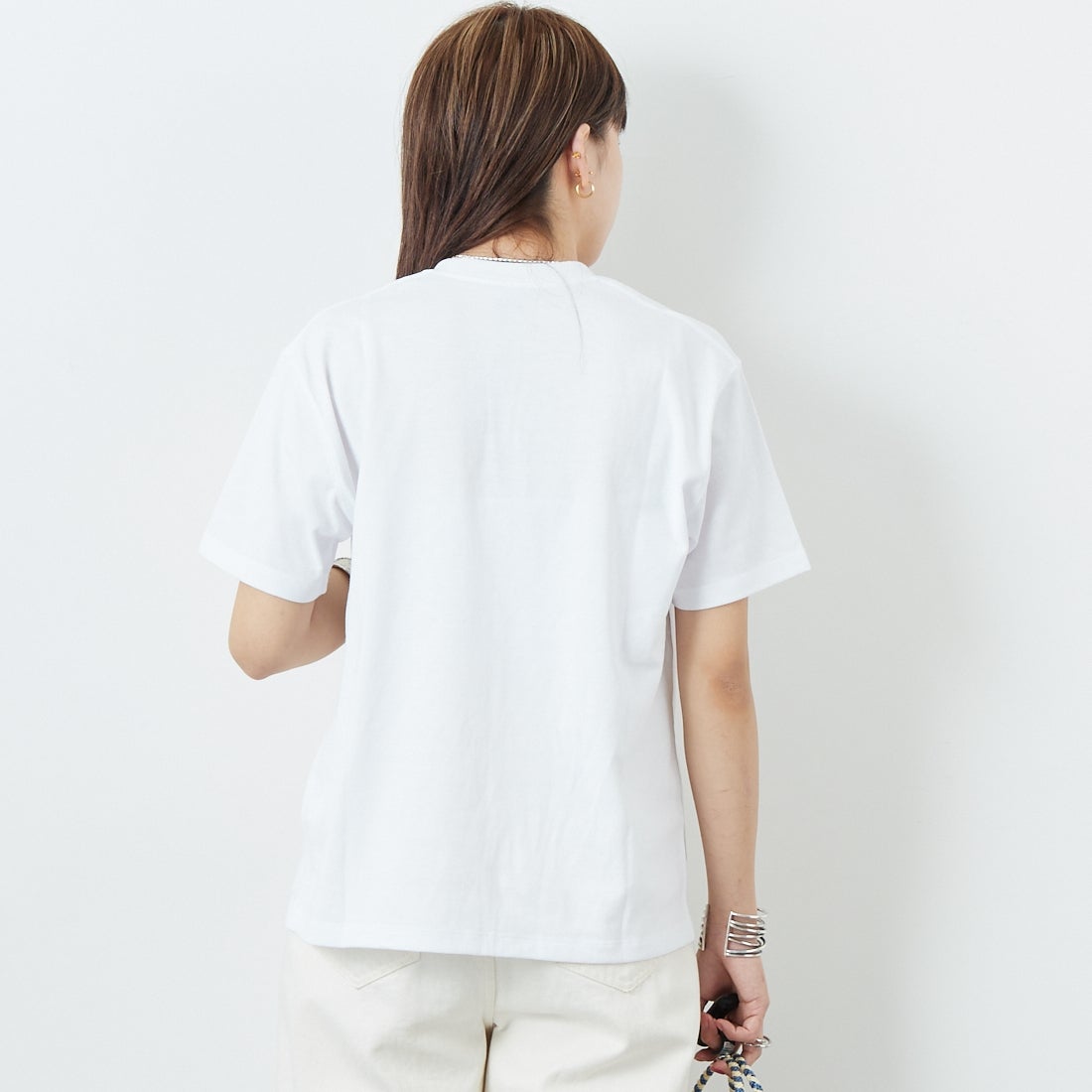 DANTON [ダントン] ソリッド ポケットTシャツ [DT-C0197TCB] WHITE &&モデル身長：167cm 着用サイズ：S&&